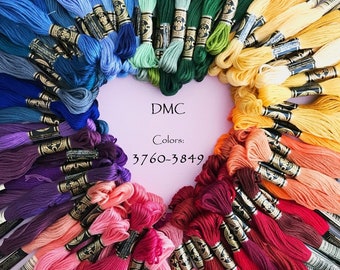 DMC Floss, 3760 thru 3849, Embroidery Floss, Add'l Colors See Link in Description, Punch Needle, Penny Rugs, Sewing Accessory