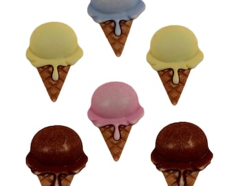Ice Cream Cones, Fun in the Sun, 3D Collection, Summer Decor, Sweet Delights, Shank Buttons, Embellishment, Buttons Galore & More, FN104