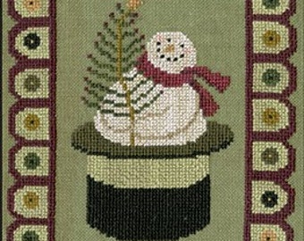 Counted Cross Stitch Pattern, Snow Penny, Christmas Decor, Snowman, Penny Rug, Primitive Decor, Teresa Kogut, PATTERN ONLY