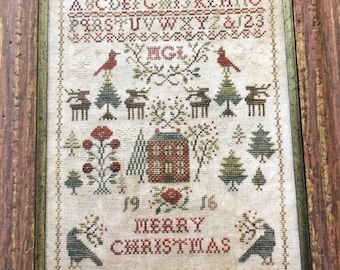 Counted Cross Stitch Pattern, Christmas Rose, Sampler, Primitive Decor, Colonial Decor, Sampler Motifs, Blackbird Designs, PATTERN ONLY