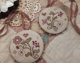 Counted Cross Stitch Pattern, Fleur de France, Primitive Decor, Pincushion, Ornament, Nan Lewis, Threadwork Primitives,  PATTERN ONLY