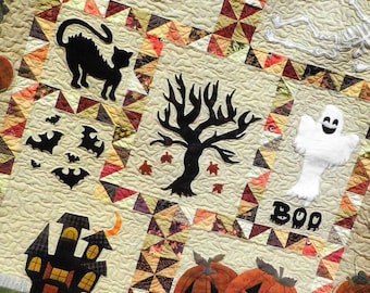 Quilt Pattern, Spooky Hollow, Halloween Decor, Halloween Witch, Haunted Mansion, Applique Quilt, Sew Cherished, Dawn Shuck, PATTERN ONLY