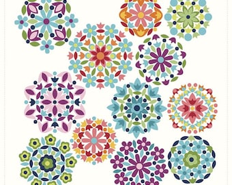 Quilt Fabric, Rosette Panel, Gemstones Bright, Quilt Panel, Quilters Cotton, Cotton Fabric, Gerri Robinson, Riley Blake Designs