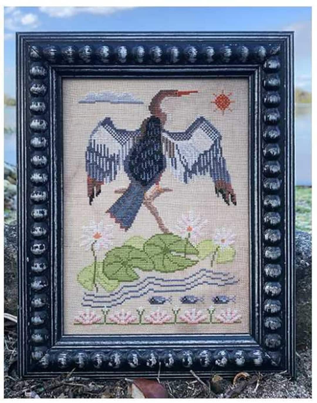 Counted Cross Stitch, Anna's Bird, Anhinga Water Bird, Lake Shore, Lily ...
