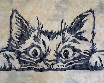 Counted Cross Stitch Pattern, Curious Simon, Cat,  Keslyn's, PATTERN ONLY