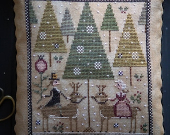 Counted Cross Stitch Pattern, Flirting, Colonial, Pilgrims, Winter Decor, Primitive Decor, Plum Street Samplers, PATTERN ONLY