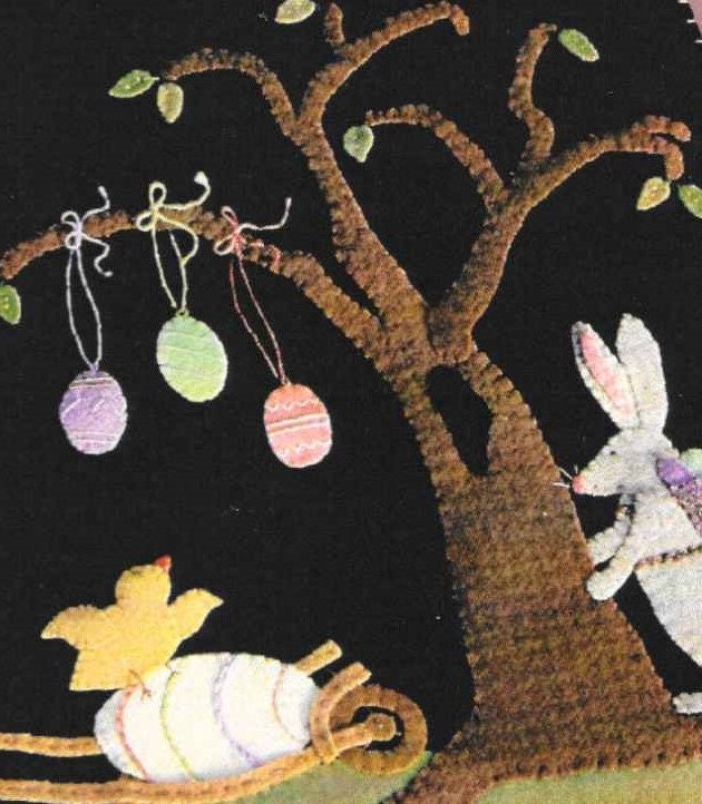 Wool Applique Pattern, Peeps and the Peeper, Wool Applique, Table Runner,  Easter Decor, Spring Decor, Nutmeg Hare, Bunny, PATTERN ONLY 