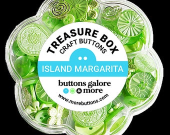 Island Margarita, Treasure Box, Specialty Buttons, Green Buttons, Craft Buttons, Shank Buttons, Decorative Buttons, Buttons Galore & More