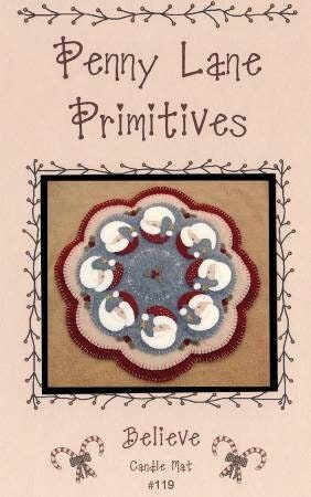 White Christmas Wool Applique Candle Mat – Cath's Pennies Design