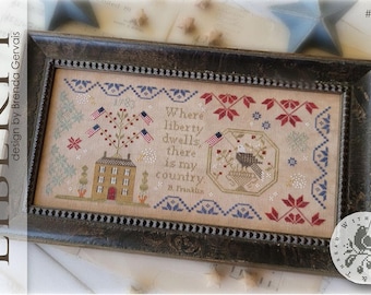 Counted Cross Stitch Pattern, Liberty, Patriotic Sampler, American Eagle, Americana, Brenda Gervais, PATTERN ONLY