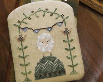 Counted Cross Stitch Pattern, The Shepherd's Year, Monthly Series, Sheep, Flowers, Pillow Ornament, October House, PATTERN ONLY