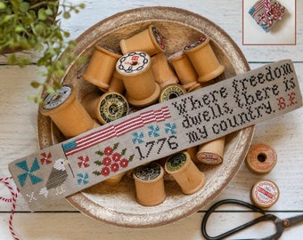 Counted Cross Stitch Pattern, Freedom Pin Roll, Patriotic Decor, Americana Decor, Pin Roll, Plum Street Samplers, PATTERN ONLY