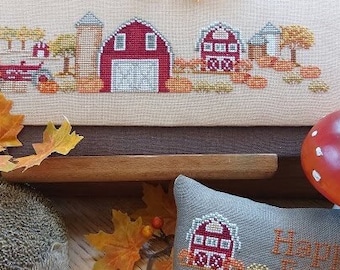Counted Cross Stitch Pattern, Paesaggio d'Autunno, Autumn Landscape, Autumn Decor, Farmhouse Country, Serenita di campagna, PATTERN ONLY