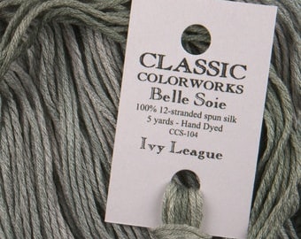 Belle Soie, Ivy League, Classic Colorworks, 5 YARD Skein, Hand Dyed Silk, Embroidery Silk, Counted Cross Stitch, Hand Embroidery Thread