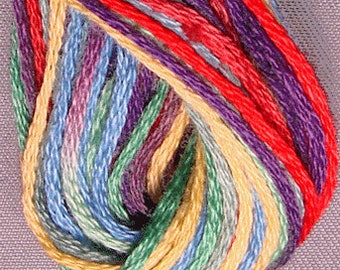 Valdani, 6 Strand Cotton Floss, M45, Brights, Embroidery Floss, Variegated Floss, Hand Dyed Floss, Wool Applique, Punch Needle