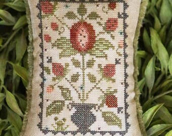 PRE-Order, Counted Cross Stitch Pattern, A Fine Spot, Summer Decor, Frog, Flower Motifs, Paulette Stewart, Plum Street Sampler, PATTERN ONLY