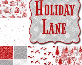 Quilt Fabric, Holiday Lane, Christmas Fabric, Red & White Holiday Fabric, Quilters Cotton Fabric, Jan Shade Beach, Henry Glass Fabrics