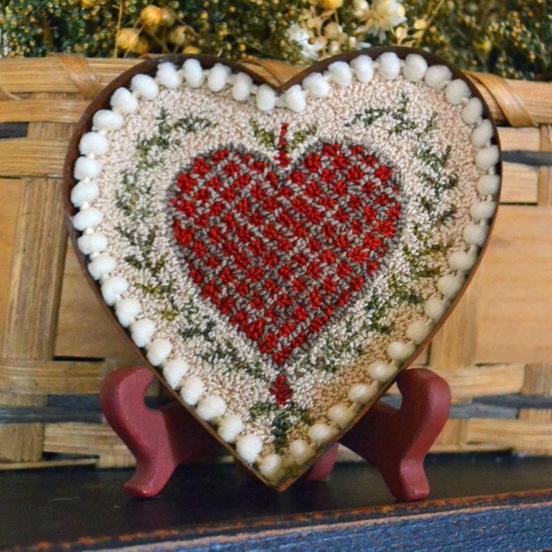 Punch Needle Pattern, 1800's Heart Butter Mold, Heart Punchneedle,  Valentine Heart, Punch Needle Embroidery, Village Folk Art, PATTERN ONLY