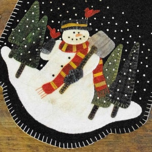 Wool Applique Pattern, Snowman for Hire,  Wool Table Runner, Winter Decor, Primitive Decor, Rustic Decor, Primitive Gatherings, PATTERN ONLY