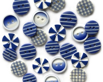 Button Fusion, House of Blues, Two Tone Buttons, Swirl Buttons, Striped Buttons, Sewing Embellishment, Buttons Galore & More