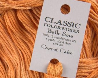 Belle Soie, Carrot Cake, Classic Colorworks, 5 YARD Skein, Hand Dyed Silk, Embroidery Silk, Counted Cross Stitch, Embroidery Thread