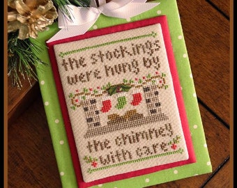 Counted Cross Stitch, By the Chimney, Christmas Ornament, Christmas Pillow, Stockings, Fireplace, Country Cottage Needleworks, PATTERN ONLY