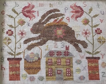 Counted Cross Stitch Pattern, Hester's Special Delivery, Flower Motifs, Primitive Rustic, Pansy Patch Quilts and Stitchery, PATTERN ONLY