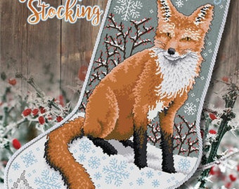 Counted Cross Stitch Pattern, Winter Fox Stocking, Christmas Decor, Woodland Decor, Snow, Christmas Stocking, Stoney Creek, PATTERN ONLY