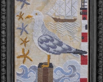 Counted Cross Stitch Pattern, Summer At the Shore, Seagull, A Time For All Seasons, Cottage Garden Samplings , PATTERN ONLY