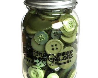 Leafy Green, Mason Jar, Sewing Buttons, 2 Hole Buttons, 4 Hole Buttons, Craft Buttons, Button Embellishment, Notions, Buttons Galore & More