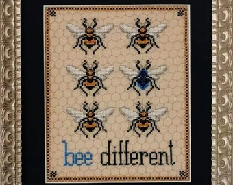 Counted Cross Stitch Pattern, Bee Different, Bumble Bees, Yellow Bees, Bees, Garden Decor, The Blackberry Rabbit, PATTERN ONLY