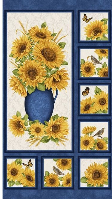  Sunflowers Safari Fabric Panel, Quilting Panel, Baby Quilt  Panel, Cotton Baby Panel, Blanket Panel, Fabric for Quilting : Arts, Crafts  & Sewing