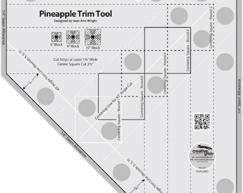 Quilt Ruler, Creative Grids Pineapple Trim Tool, 6", 8" & 10" Pineapple Acrylic Ruler, Creative Grids, Jean Wright, FREE PATTERN Included