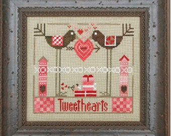 Counted Cross Stitch Pattern, Tweethearts, Valentine Decor, Valentine Ornament, Love Birds, X's & O's, Cupid, Heart in Hand, PATTERN ONLY