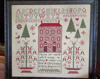 Counted Cross Stitch Pattern, Peace on Earth, Alphabet, Quote Sampler, Christmas Decor, Samplers Not Forgotten, PATTERN ONLY