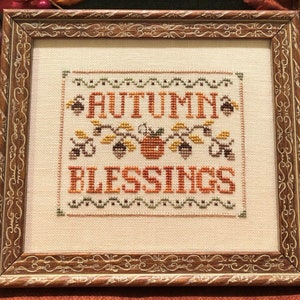 Counted Cross Stitch Pattern, Autumn Blessings, Harvest, Thanksgiving, Pumpkins, Acorns, Fall Decor, Scissor Tail Designs, PATTERN ONLY