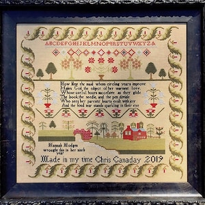Counted Cross Stitch Pattern, Hannah&#39;s Sampler, Antique Re-Creation, Ragamuffin Series Sampler, Shakespeare&#39;s Peddler, PATTERN ONLY
