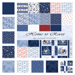Quilt Fabric, Home to  Roost, Roosters, Chickens, Country Farmhouse, Farmhouse Fabrics, Quilters Cotton, Susan Winget, Wilmington Prints