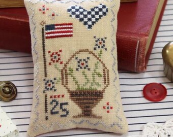 Counted Cross Stitch Pattern, Heartfelt Patriot, Independence Day, Cottage Decor, US Flag, Patriotic, October House Fiber Arts, PATTERN ONLY