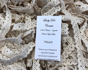 Cotton Lace Trim, Nilla, Lady Dot Creates, Hand Dyed Lace, Cotton Lace, Ecru Lace, Sewing Notion, Sewing Accessory, Sewing Trim