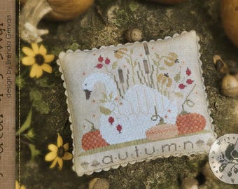 Cross Stitch Pattern, Autumn's Swan, Autumn Decor, Swan, Fall, Pumpkins, Brenda Gervais, PATTERN ONLY