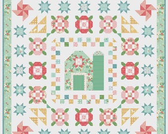 Quilt Pattern, Meadowland, Farm Decor, Barn Motif, Flower Motifs, Pinwheels, Quilted Wall Hanging, Lap Quilt, Flamingo Toes, PATTERN ONLY