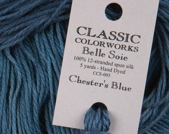 Belle Soie, Chester's Blue, Classic Colorworks, 5 YARD Skein, Hand Dyed Silk, Embroidery Silk, Counted Cross Stitch, Hand Embroidery Thread