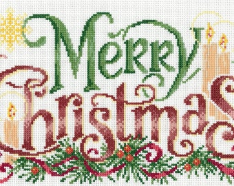 Counted Cross Stitch Pattern, Elegant Christmas Greeting, Christmas Decor, Candles, Imaginating, Ursula Michael, PATTERN or KIT ONLY