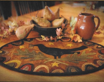 Wool Applique Pattern, Redware Crow,  Wool Table Runner, Fall Decor, Primitive Decor, Wool Tablemat, Primitive Gatherings, PATTERN ONLY