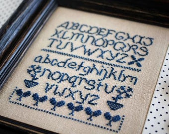 Counted Cross Stitch Pattern, Ameline Sampler, Alphabet Sampler, Cottage Decor, Farmhouse, October House Fiber Arts, PATTERN ONLY