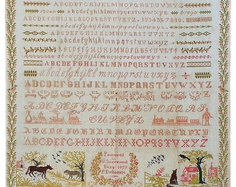 Counted Cross Stitch Pattern, F. Delhomme 1873, French Alphabet Sampler, Reproduction Sampler, Animals, Shakespeare's Peddler, PATTERN ONLY