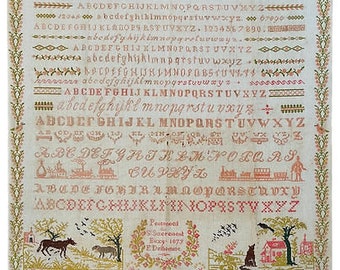 Counted Cross Stitch Pattern, F. Delhomme 1873, French Alphabet Sampler, Reproduction Sampler, Animals, Shakespeare's Peddler, PATTERN ONLY