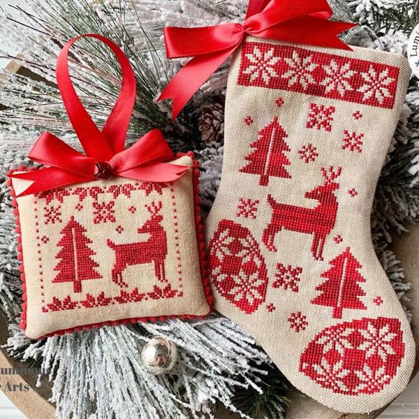 Counted Cross Stitch Pattern, Noel Rouge, Christmas Decor, Christmas Stocking, Christmas Ornament, Luminous Fiber Arts, PATTERN ONLY