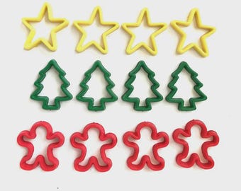 Colorful Cut Outs, Christmas Flatbacks, Sewing Embellishment, Vintage Look, Cookie Cutter Shapes, Trees, Stars, Buttons Galore & More, 4832